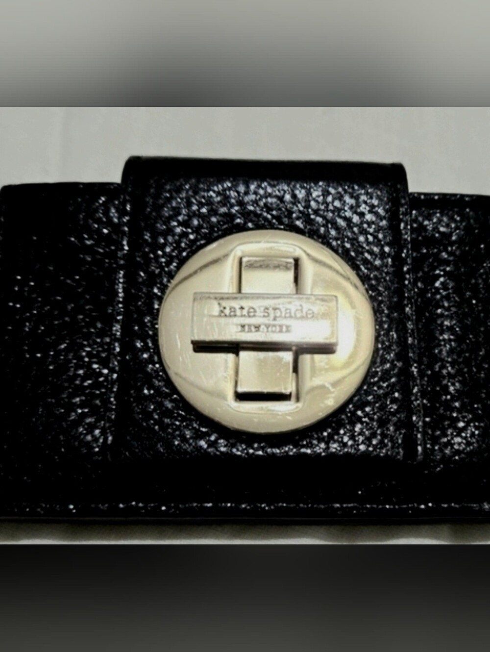 Kate Spade Leather Abby Twist 6pkt mini Wallet slim CAVIAR Polka Dot Lined. New!